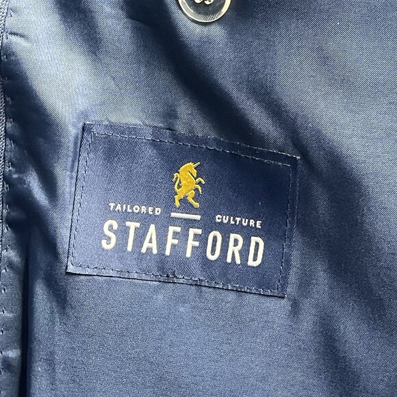 Stafford Blue Classic Fit Coolmax All Season Mens Blazer Suit Jacket 46R - Picture 3 of 10